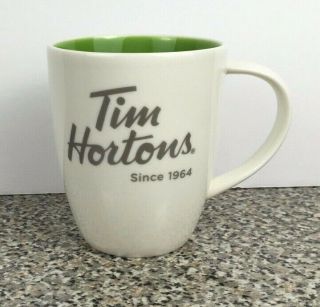 Tim Hortons Coffee Mug Limited Edition Cup 2014 /n 014 White Green Inside