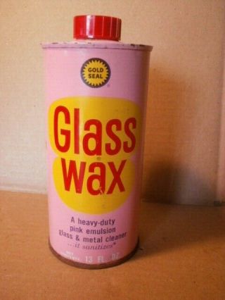 Vintage - Gold Seal Glass Wax - Pink 13 Oz.  Tin - Advertisement Empty Tin Can