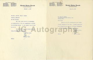 Oklahoma Senator Robert S.  Kerr Two Signed Letters To Sec.  Of Treasury Snyder