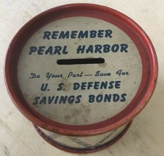 Ohio Art Tin Litho Remember Pearl Harbor Bank