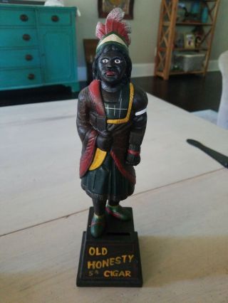 Old Honesty Cigar Store Indian Cast Iron Bank