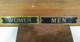 Vintage Antique Women Men Brass Copper Signs Restroom Bathroom Gas Station Old