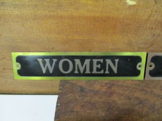 Vintage Antique women MEN Brass Copper Signs Restroom Bathroom Gas Station old 3