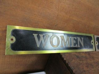 Vintage Antique women MEN Brass Copper Signs Restroom Bathroom Gas Station old 8