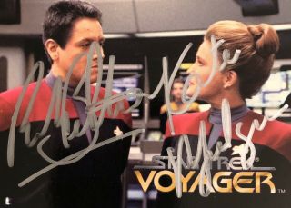 Kate Mulgrew Robert Beltran Hand Signed Sports Card Star Trek Voyager Janeway