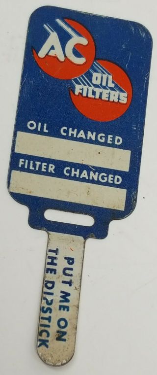 Nos Ac Oil Filters Dip Stick Metal Tag Reminder Of Miles On Oil / Filter Change