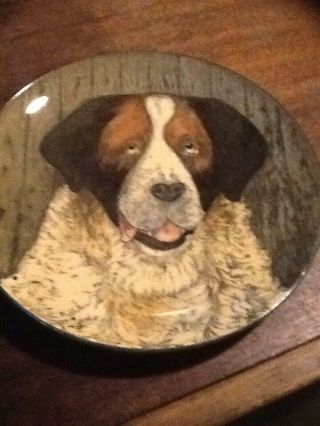 Antique St.  Bernard Dog Plate
