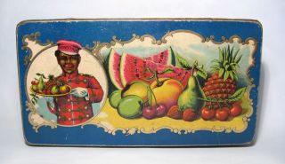 1920 Black Americana Bellhop Moreno Candied Fruit Ad Litho Tin Box G.  De Andreis