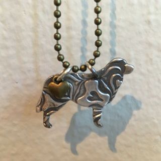 Ooak Fine 99.  9 Silver Artisan Australian Shepherd Dog Mom Pendant Necklace