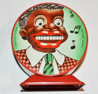 Chad Valley Mechanical Jolly Negro Minstrel Tin Bank Made In England Black Face