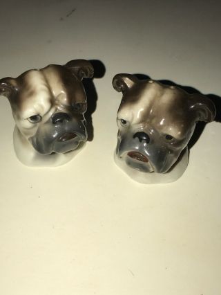 Vintage Bulldog Head Salt And Pepper Shakers (a - 6)