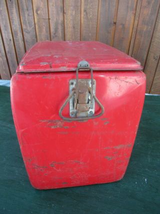 VINTAGE 1950s Red COCA COLA Cooler Chest w/ Lid Drink Soda Great for Decoration 3
