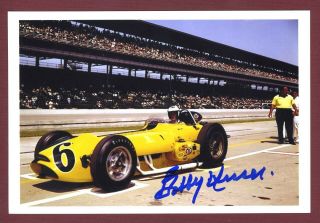 Bobby Unser Motor Sport Hall Of Fame 3x Indy 500 Winner Signed 4x6 Photo C15927