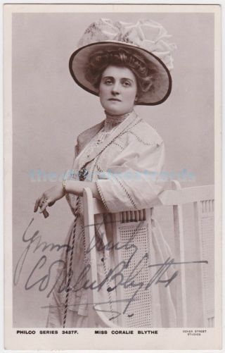 Stage Comedy Actress Coralie Blythe.  Signed Postcard