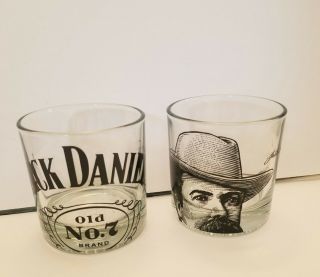 Set Of 2 Jack Daniels Old No.  7 Tennessee Whiskey - Portrait Etched Rocks Glasses