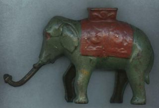 18 - 1900’s Large Paint Mechanical Thai Elephant Cast Iron Bank