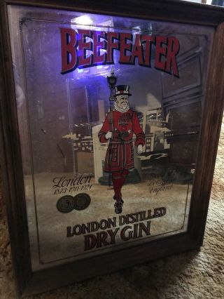 Beefeeter Gin Vintage Mirror Vintage Sign London Dry 18 X 22 Wood Frame Bar