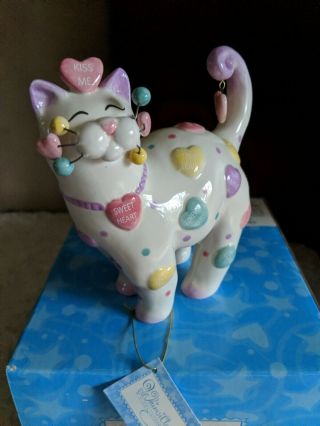 Whimsiclay Figurine Amy Lacombe Valentine Holiday Cat - Kandy