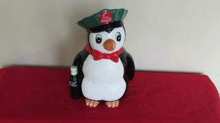 Coca Cola Christmas Penguin Cookie Jar 11 "