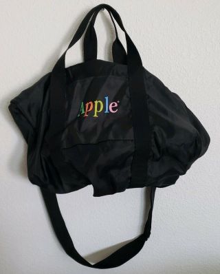 Vintage Apple Computers Rainbow Logo Bag Duffle Travel Black Macintosh Air Tex