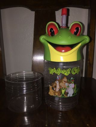 Rainforest Cafe Frog 16 Oz.  Cups Bottles with Snack Holder - FAST 5