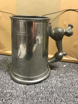 Vintage Pewter Figurine Cup Handle Poodle Dog.  Sheffield - F