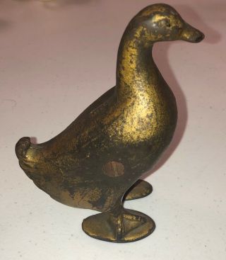 Antique Vtg Ac Williams Cast Iron Duck Golden Goose Still Penny Bank Nr
