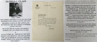 Jersey Republican State Senator Essex County Judge Senate Letter Signed 1951