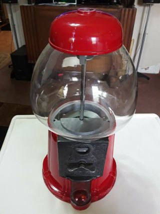Vtg Red Carousel Bubble Gum Candy Machine Cast Metal Glass Globe Vintage