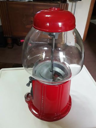 Vtg RED Carousel Bubble Gum Candy Machine Cast Metal Glass Globe VINTAGE 4