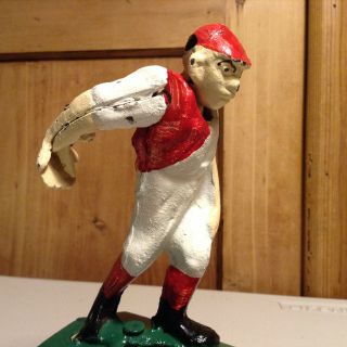 Hometown Battery Vintage 1950s Mechanical Cast Iron Bank Collectible Baseball 7