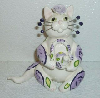 Lacombe Cat Figurine Whimsiclay Miss Eva Tea Party Teapot 86028 Vtg 2003