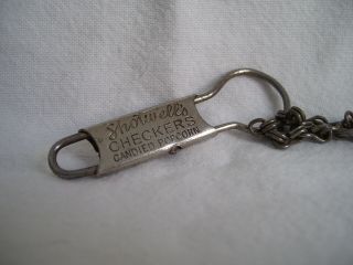Antique Shotwells Checkers Candied Popcorn Advertising Premium Key Chain