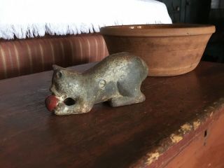 Early Rare Antique A.  C.  Williams Cat With Ball Cast Iron Bank