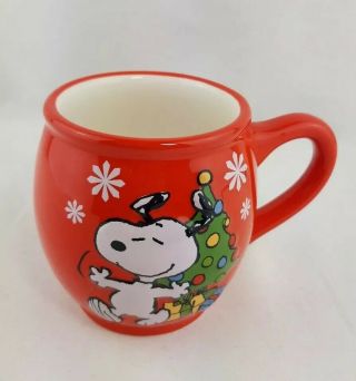 Snoopy Christmas Peanuts Red Ceramic Coffee Mug Cup 2014 Hot Chocolate Schulz