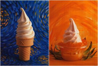 (2) Dessert Posters Ice Cream Cone,  Pineapple Sundae Tasty Delight For Store