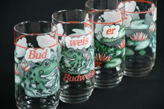 Budweiser Glass Frog Beer 1995 Bud Frogs Vintage Er Weis Anheuser Busch Set 16oz