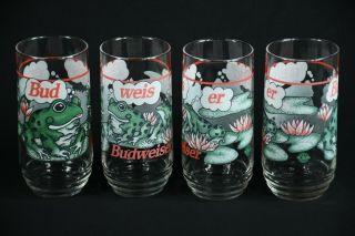 Budweiser Glass Frog Beer 1995 Bud Frogs Vintage Er Weis Anheuser Busch Set 16oz 2