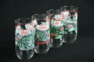 Budweiser Glass Frog Beer 1995 Bud Frogs Vintage Er Weis Anheuser Busch Set 16oz 3