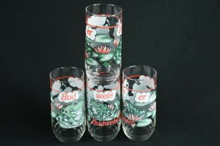 Budweiser Glass Frog Beer 1995 Bud Frogs Vintage Er Weis Anheuser Busch Set 16oz 5