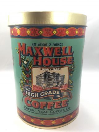 Vintage 1979 Maxwell House Coffee Tin 2 Pound Can 7.  5 " Tall