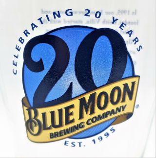 Blue Moon Brewing Company 20th Anniversary Pilsner Beer Glass 16 Oz Set Of 2