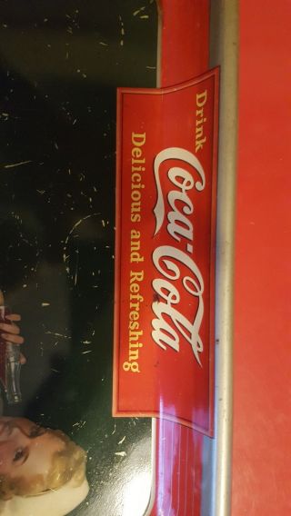Vintage Coca Cola Lady Sailor metal serving tray. 6