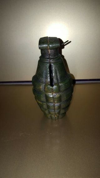 Unique Cast Iron Hand Grenade Still Bank /Collectible/Armed Forces/C ammo/Gift 2