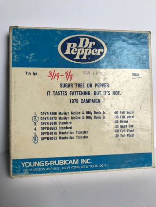 Rare 1979 Dr.  Pepper Radio Campaign Marilyn Mccoo & Billy Davis Jr.  Reel To Reel