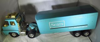 VINTAGE 1960 ' s LARGE PRESSED STEEL SEARS,  ROBUCK AND Co.  TRACTOR TRAILER 3