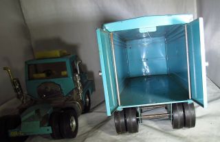 VINTAGE 1960 ' s LARGE PRESSED STEEL SEARS,  ROBUCK AND Co.  TRACTOR TRAILER 5