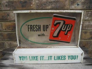 Vintage 7up Metal Lighted Countertop Soda Sign Very Rare " Fresh Up "