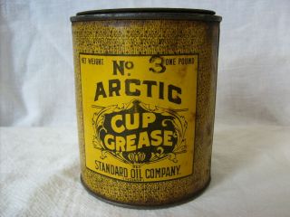 Standard Oil Co.  Arctic Cup Grease Empty Advertising Tin Can Petroliana 1 Lb.