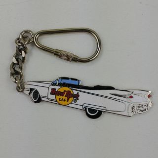 3 " Hard Rock Cafe White Convertible 1959 Cadillac God Is My Co - Pilot Keychain